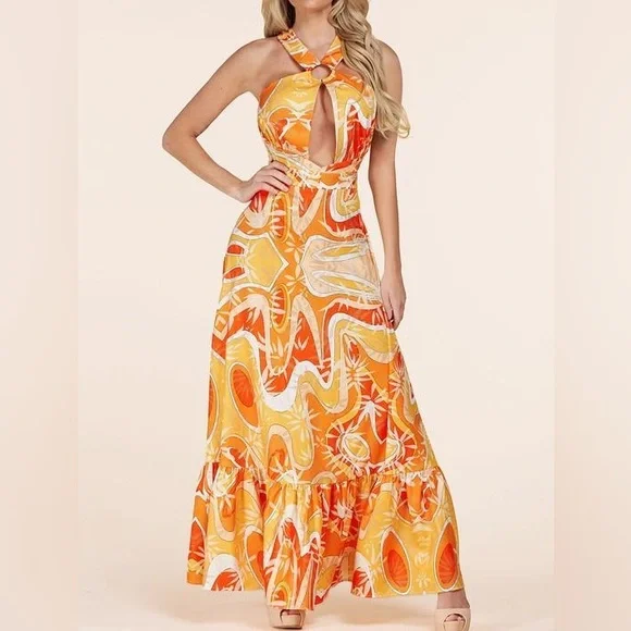 sky blue maxi dress Emory High Neck Balloon Sleeve Maxi Dress | Arcadian Blue | Dresses